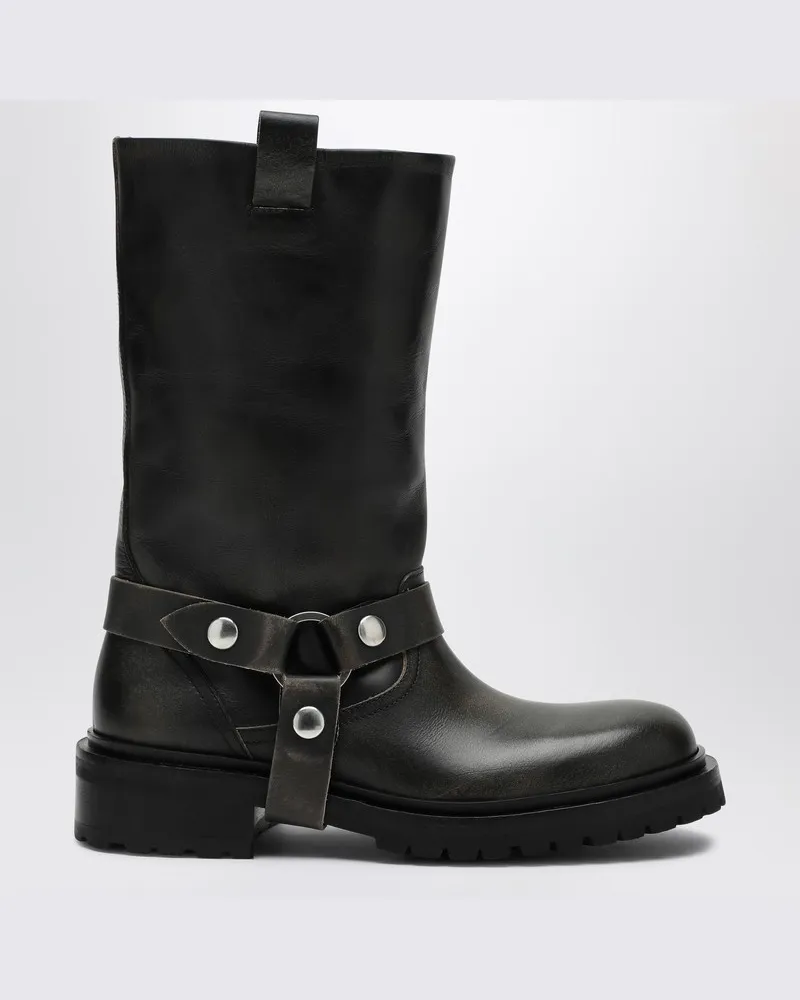 Golden Goose Kurt Stiefel aus schwarzem Leder mit Schnalle Schwarz