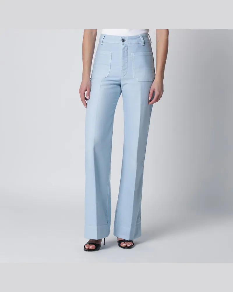 Victoria Beckham Alina Hose aus Baumwolle in Himmelblau Hellblau