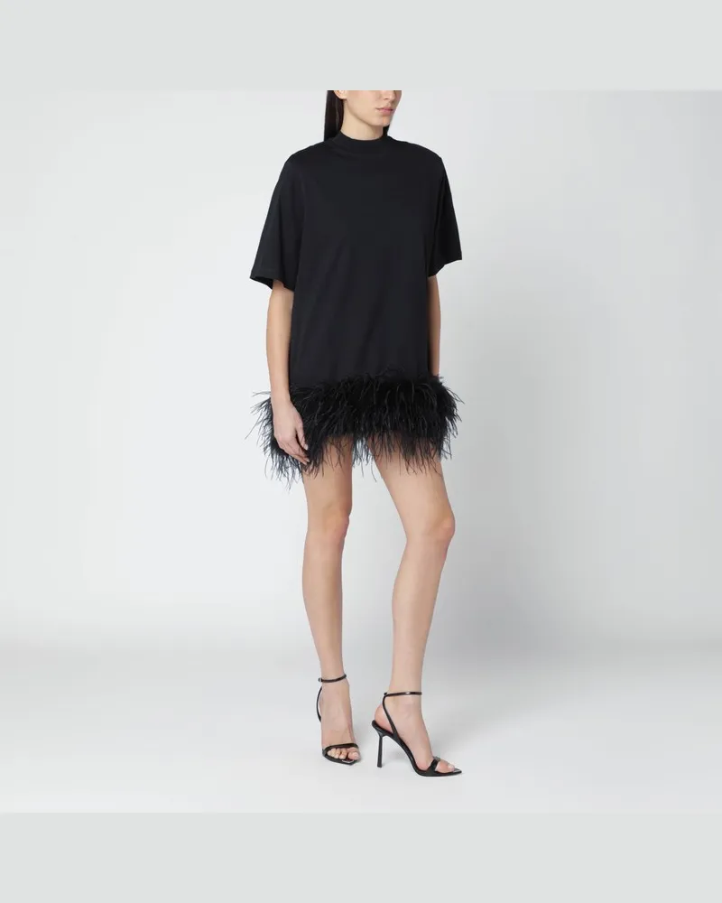 ATTICO Schwarzes Minikleid mit Federn Schwarz