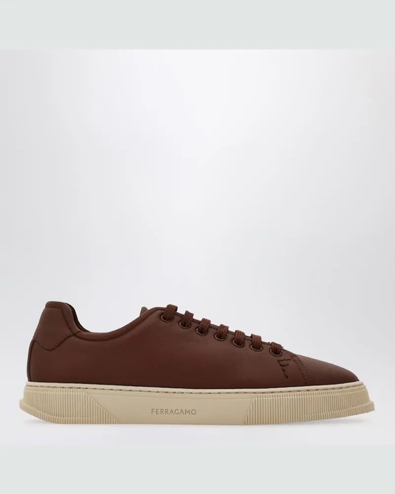 Ferragamo Braune LederSneakers Brown