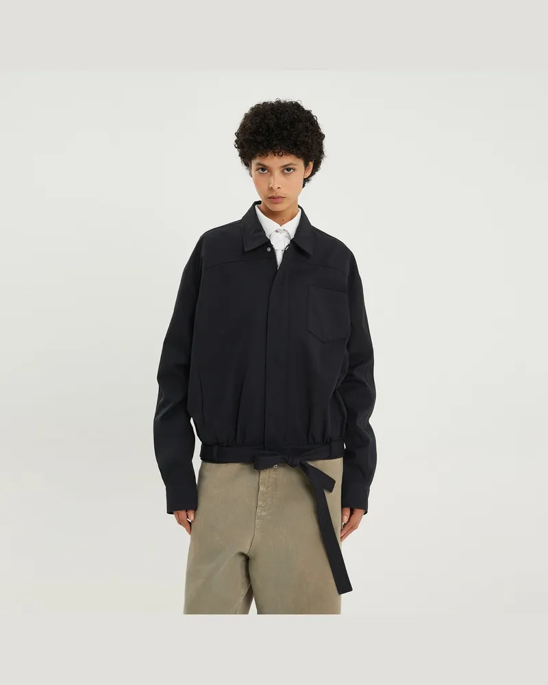 1989 STUDIO Dunkelblaue kurze Trenchjacke 