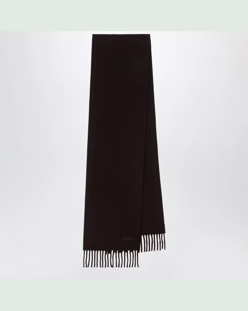Max Mara Brauner Schal aus Wolle mit Fransen Brown