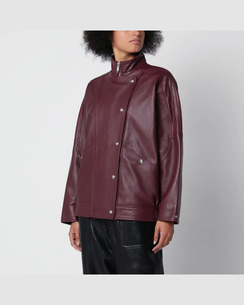 Anine Bing Burgundy Sandy jacket in pebbled leather Burgundy