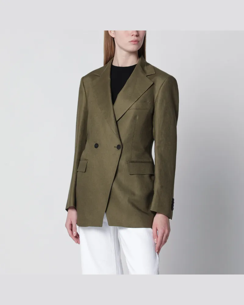 Tagliatore Einreihiger Blazer aus grünem Leinen Green
