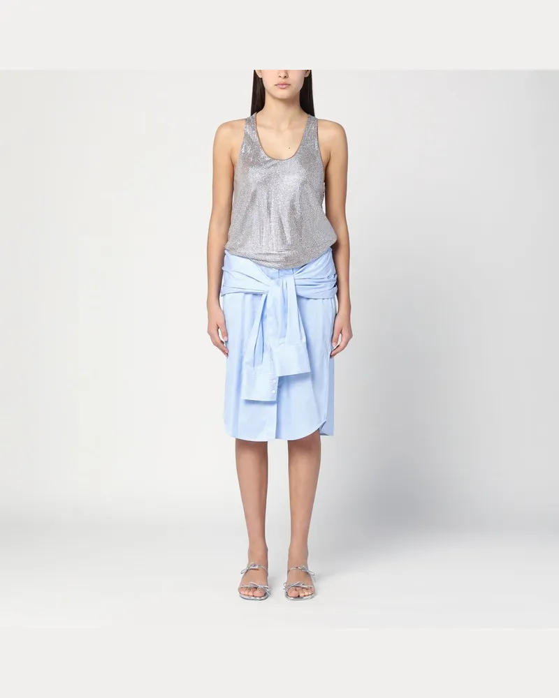 Giuseppe di Morabito Hellblaues Hemdkleid mit Strasssteinen Hellblau