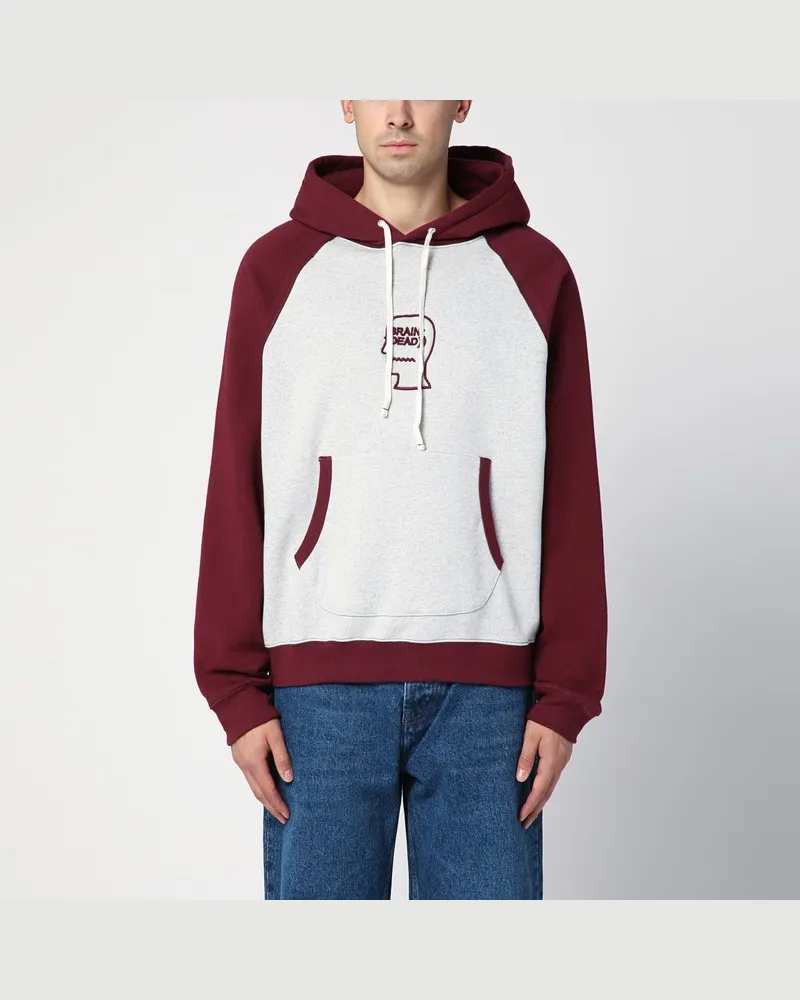 Brain Dead Hellgrauer/burgunderfarbener Hoodie Braun