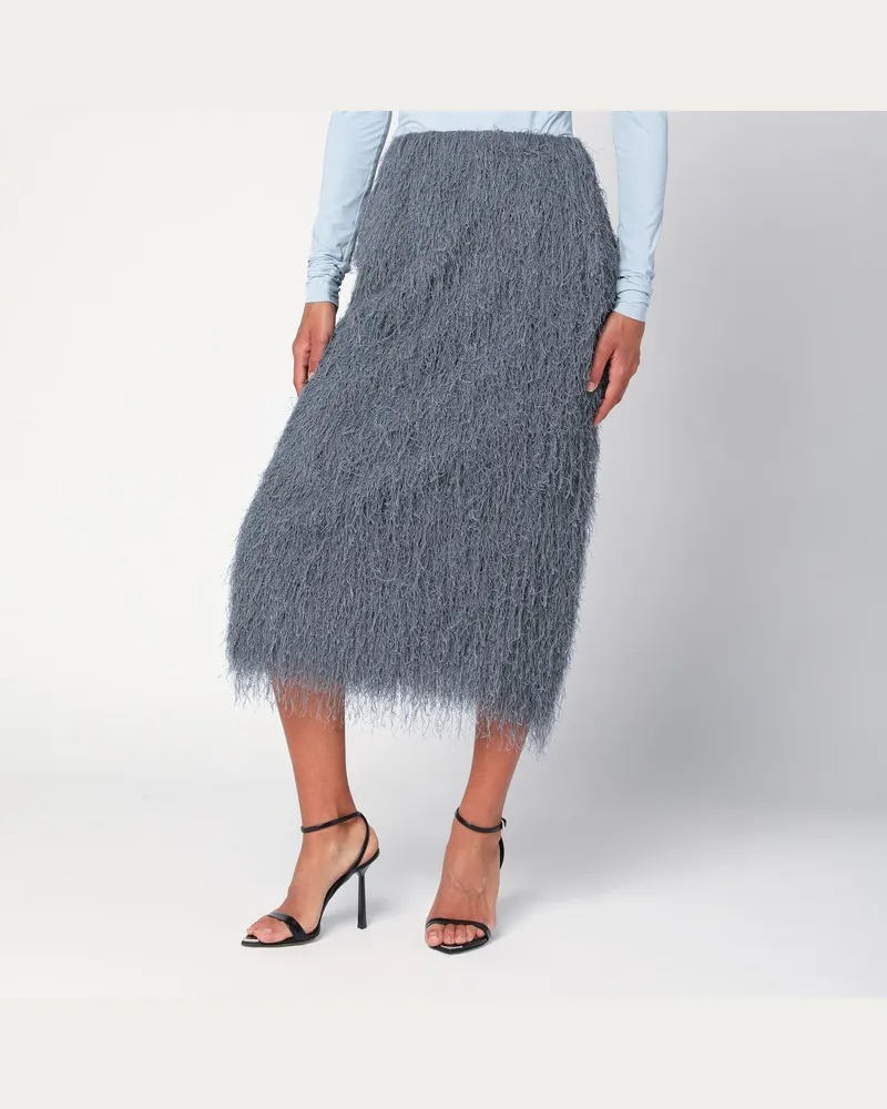 Dries van Noten Dunkelgrauer Midirock mit Fransen Grau