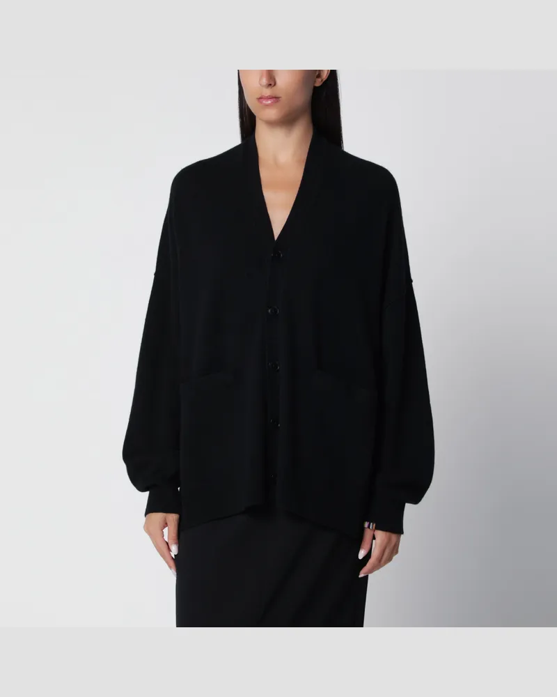 extreme cashmere Asymmetrischer schwarzer Kaschmir-Cardigan Black