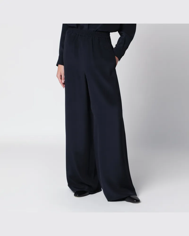 Max Mara Fließende Hose aus Seide in Marineblau Blue