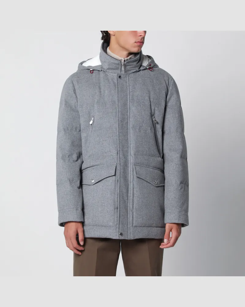Brunello Cucinelli Parka in Hellgrau aus Wolle Grey