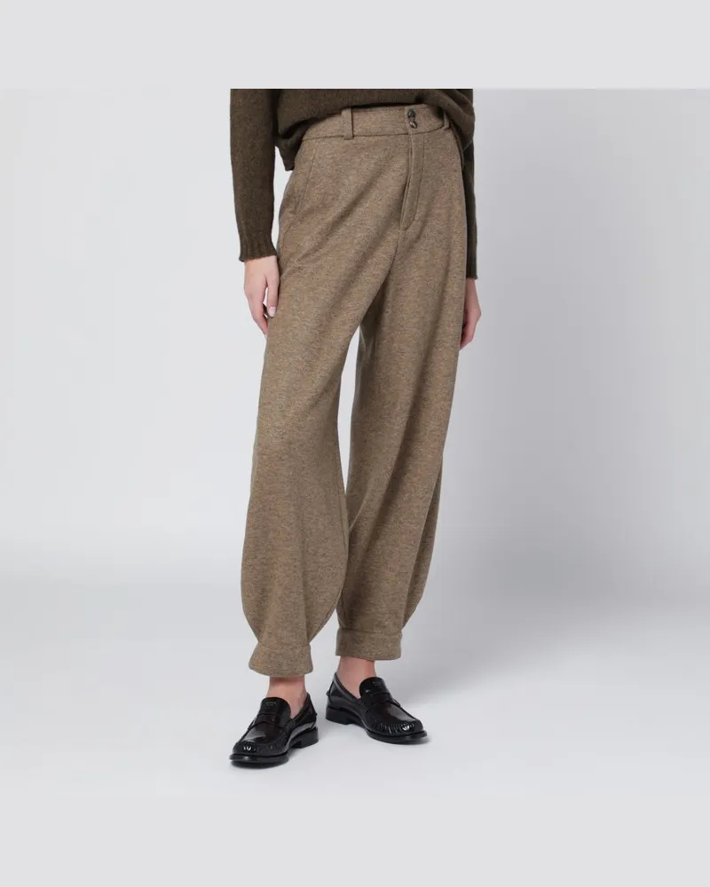 Loro Piana Braun melierte Rio Bodro Hose Beige