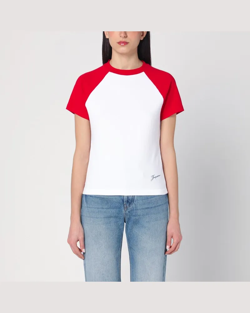 Jacquemus Weiß/rotes Baseball-T-Shirt Rot