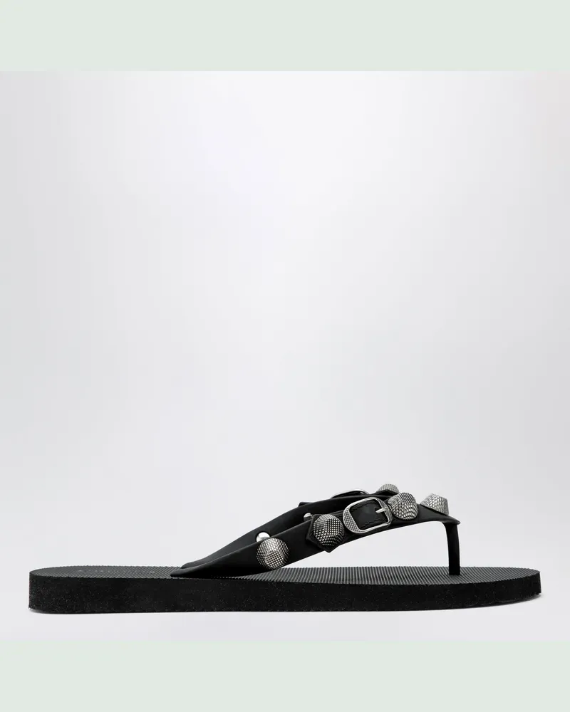 Balenciaga Cagole schwarze Gummi-Flip-Flop-Slides Black