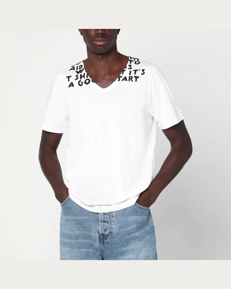 Maison Margiela Weißes AIDS-Baumwoll-T-Shirt Weiß