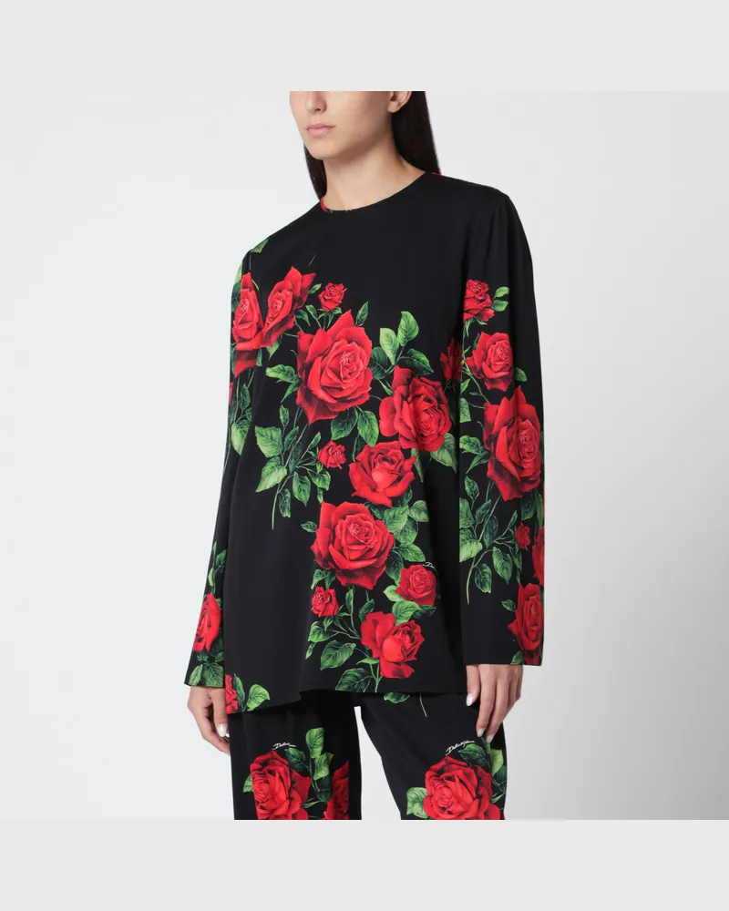 Dolce & Gabbana Bluse aus Seide mit Blumenprint Black