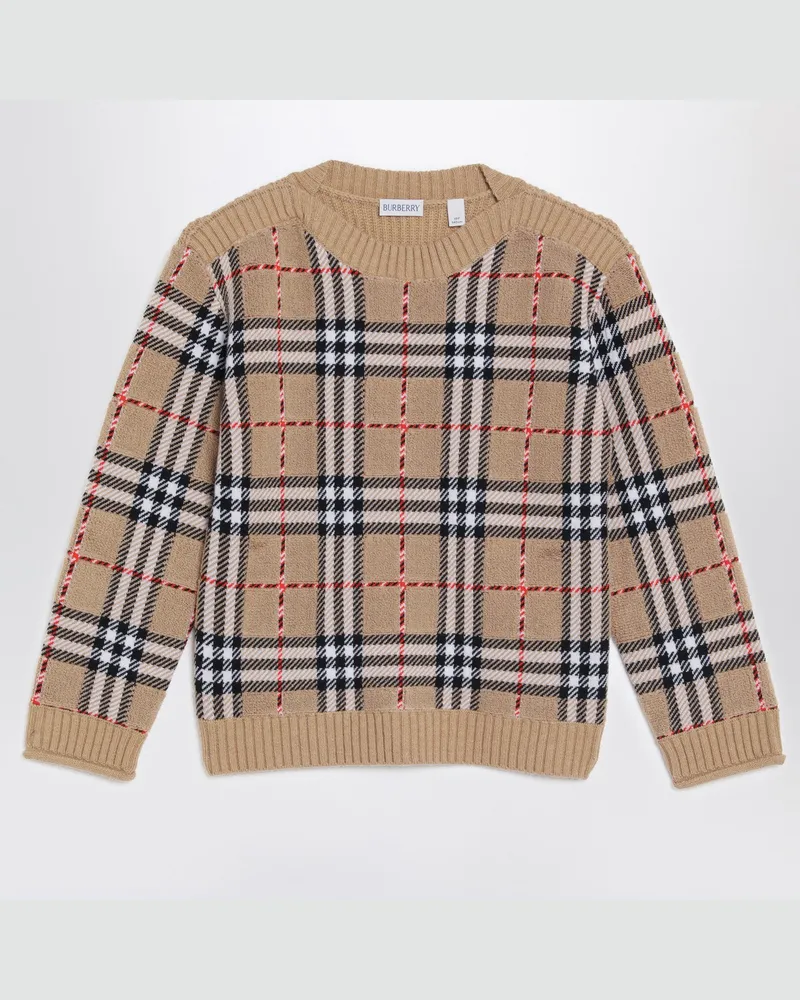 Burberry Beige karierte Wollpullover 
