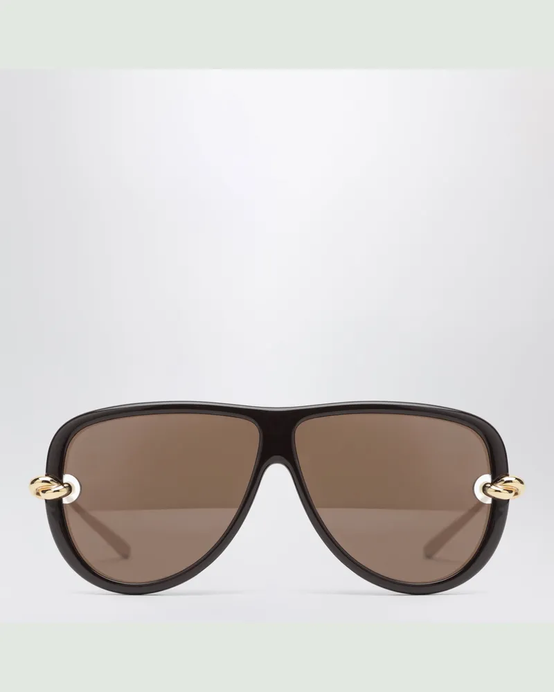 Bottega Veneta Knot Aviator-Sonnenbrille in Braun/Gold Metal