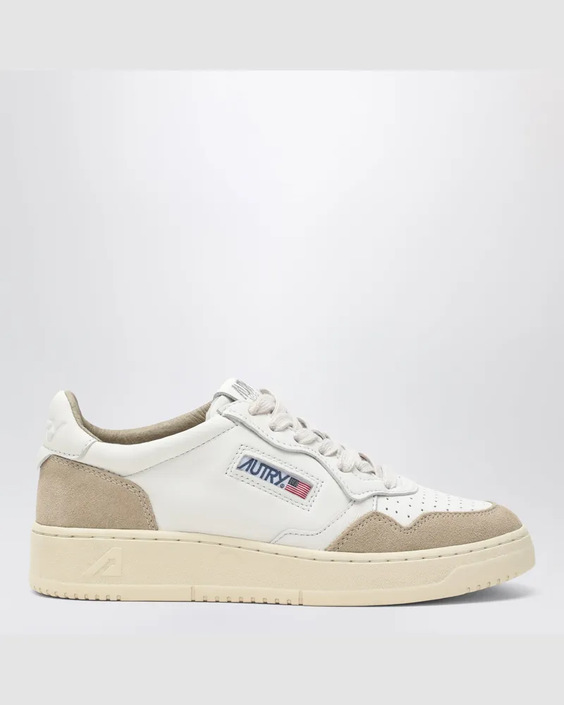 AUTRY Sneaker Medalist Low aus weißem Leder und beigem Wildleder White