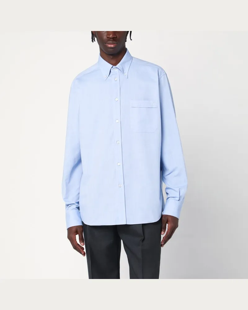 Valentino Garavani Hellblaues Button-Down-Hemd aus Baumwolle Hellblau