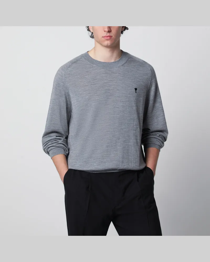 AMI Paris Grauer Wollpullover Ami de Coeur Grey