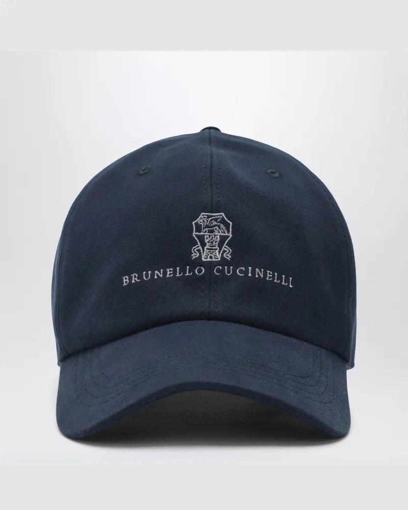 Brunello Cucinelli Marineblaue Baseballkappe aus Baumwolle 