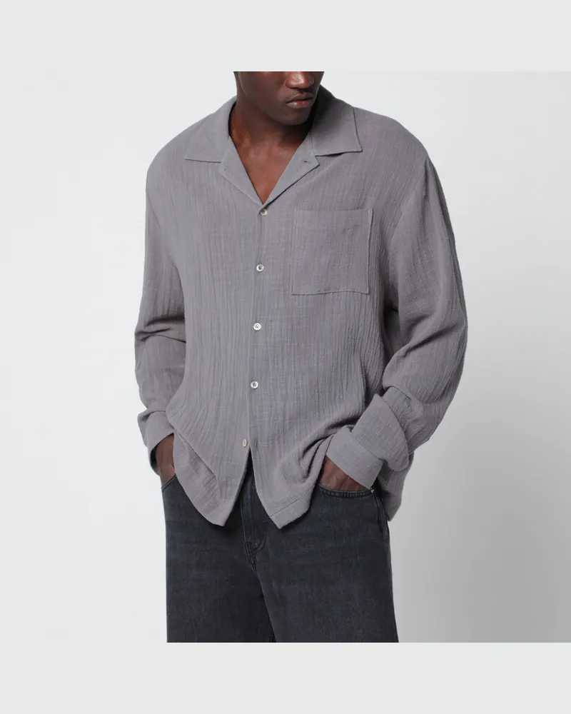 Séfr Graues Hemd aus Baumwolle mit Knittereffekt Grey