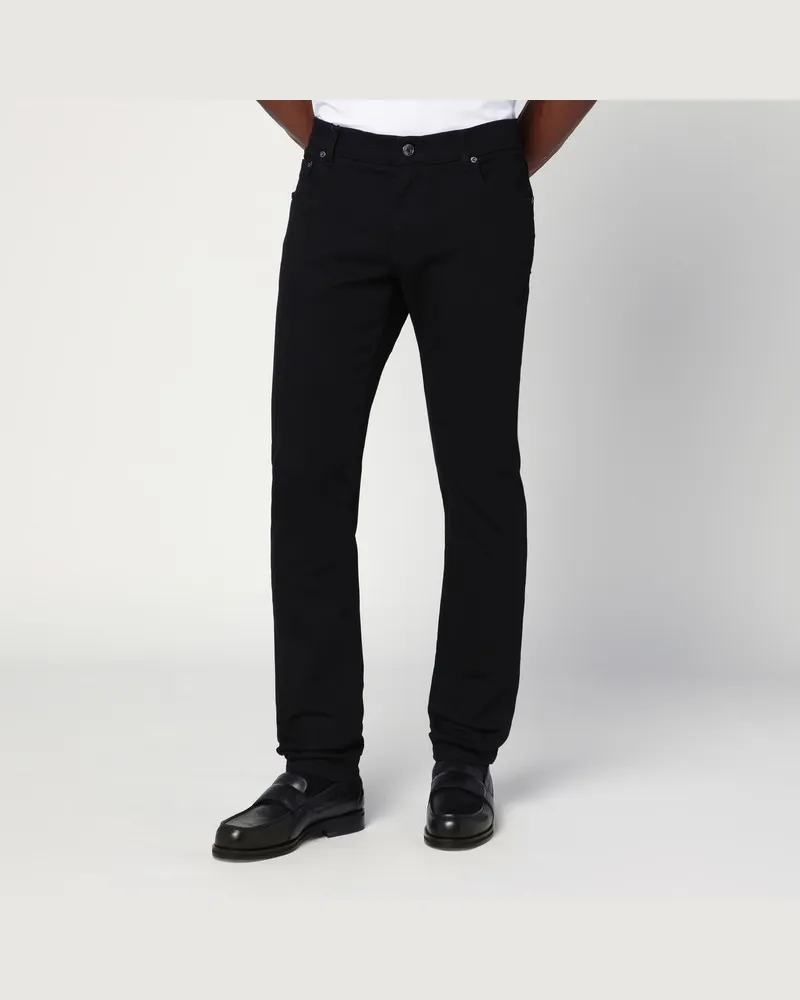 Dolce & Gabbana Slim Fit Jeans in Schwarz Mehrfarbig