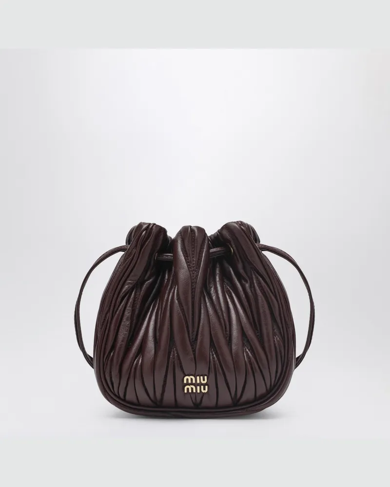 Miu Miu Bordeauxrote Clutch aus gestepptem Nappaleder Burgundy
