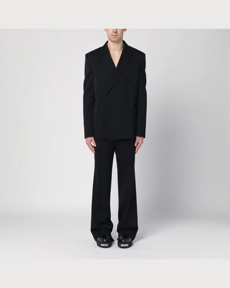 Gucci Schwarzer zweireihiger Wollanzug Black