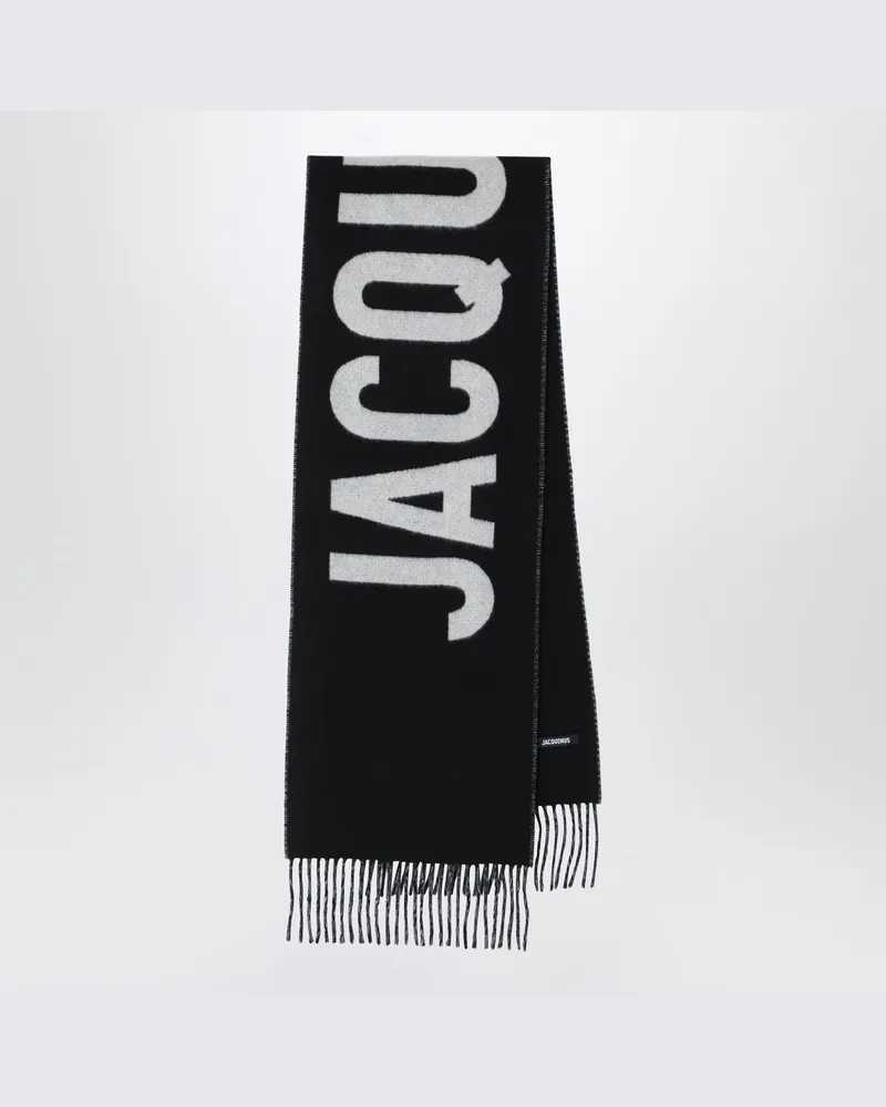 Jacquemus Schwarzer Wollschal mit Logo Schwarz