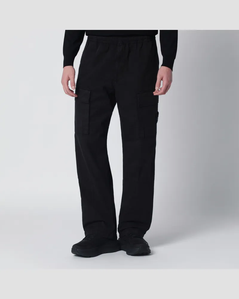 Stone Island Schwarze Cargo-Hose aus Baumwollmischung Black