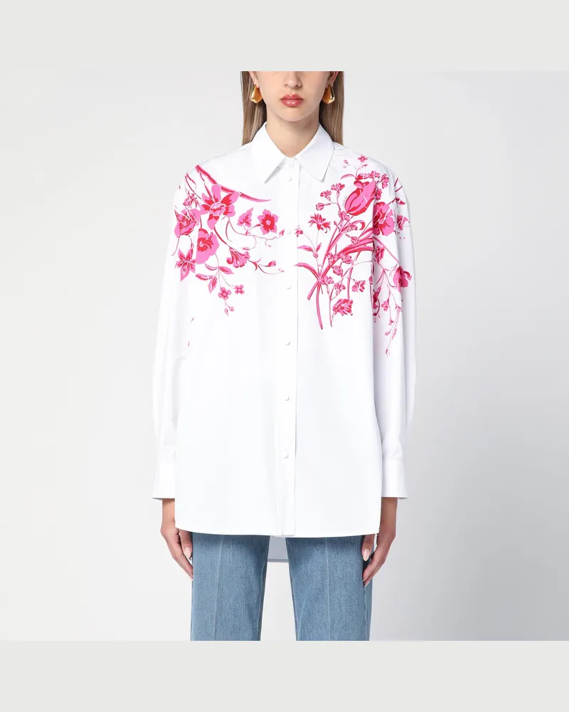 Gucci Weiße Bluse mit pinkfarbenem Aufdruck White