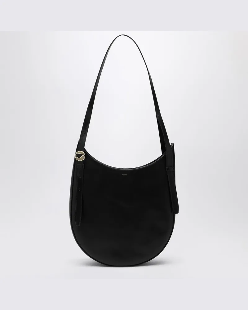 COPERNI Mittelgroße Hobo-Schultertasche aus schwarzem Leder Schwarz