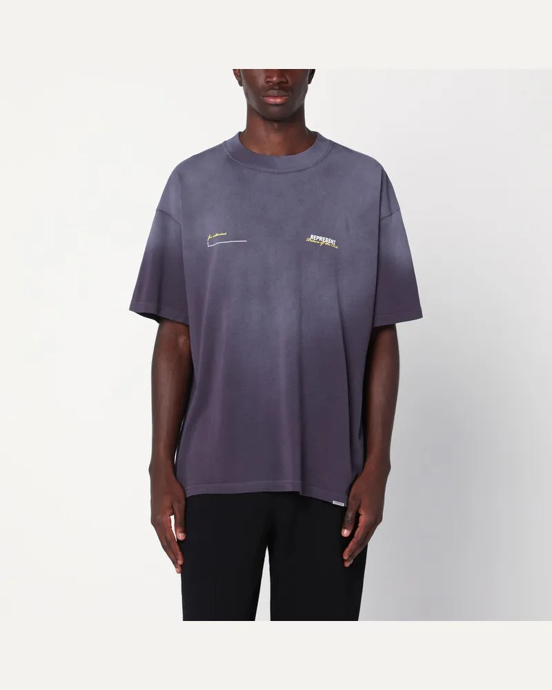 REPRESENT T-Shirt in Pflaumenfarbe mit Waschungseffekt und Logo Violett