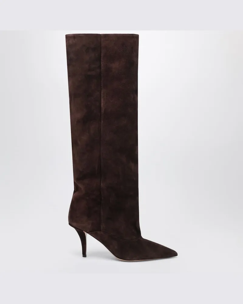 Paris Texas Hoher Stiefel in schokoladenfarbenem Wildleder Braun