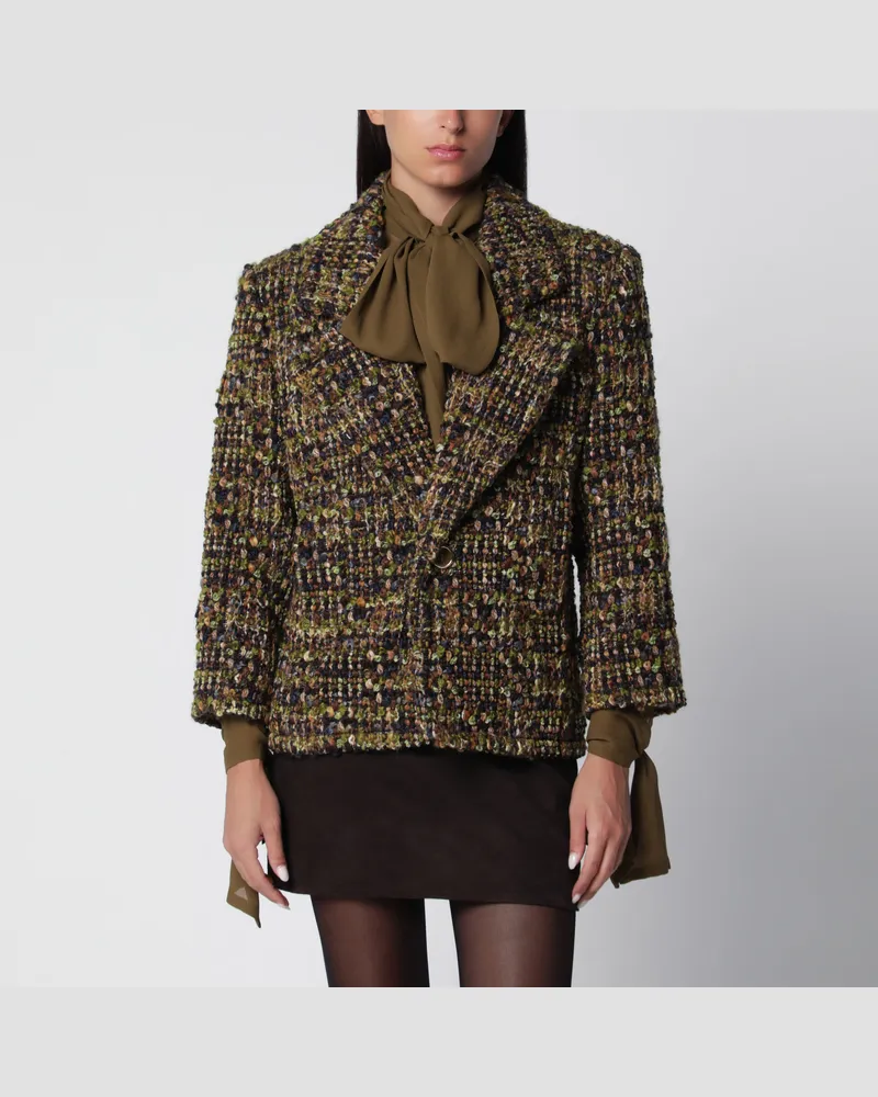 Saint Laurent Tweedjacke in Khakigrau Green