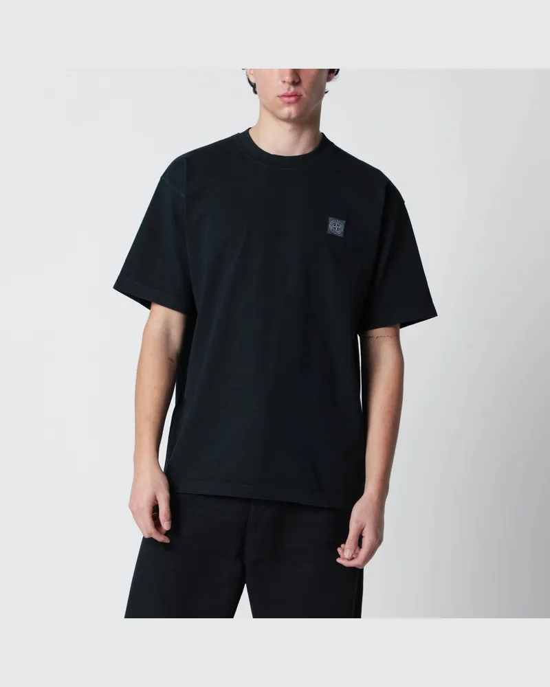 Stone Island Marineblaues T-Shirt mit Logo-Patch Blau