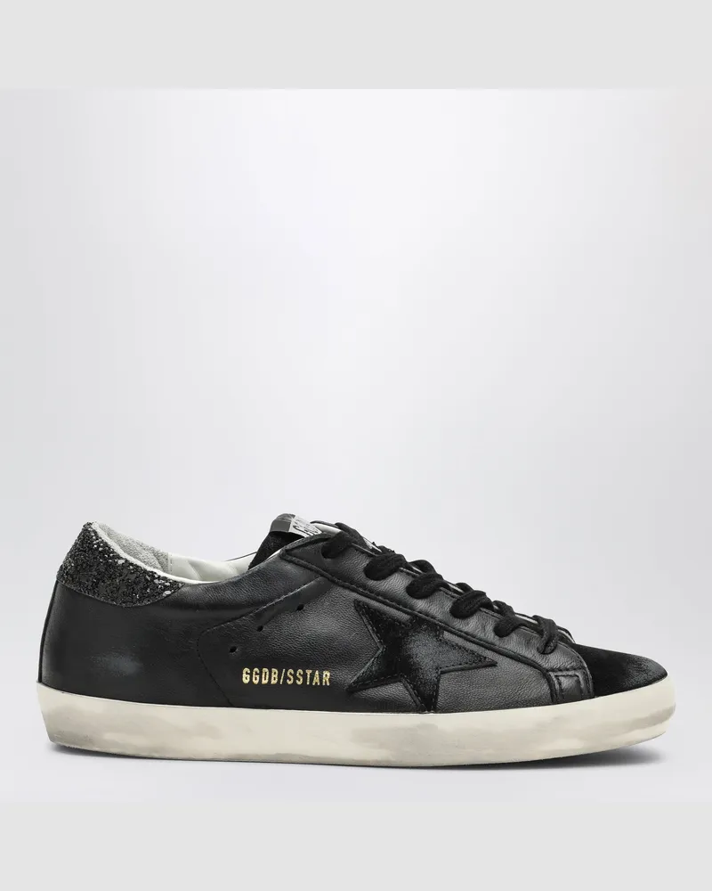 Golden Goose Schwarzer flacher Sneakers Super-star mit Strasssteinen Black
