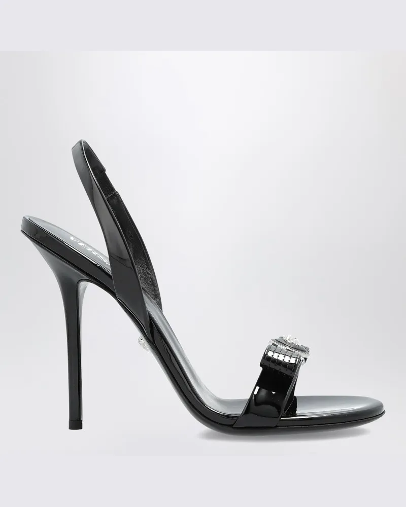 Versace Schwarze Sandalen mit Medusa-Schleife Schwarz