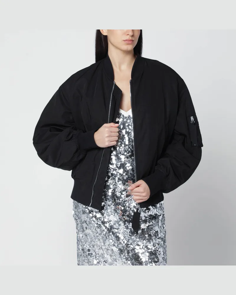 ATTICO Schwarze Bomberjacke mit Reißverschluss Black
