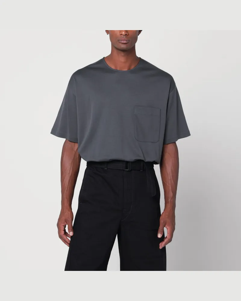 Christophe Lemaire Kohlegraues T-Shirt aus Baumwolle und Seide Grau