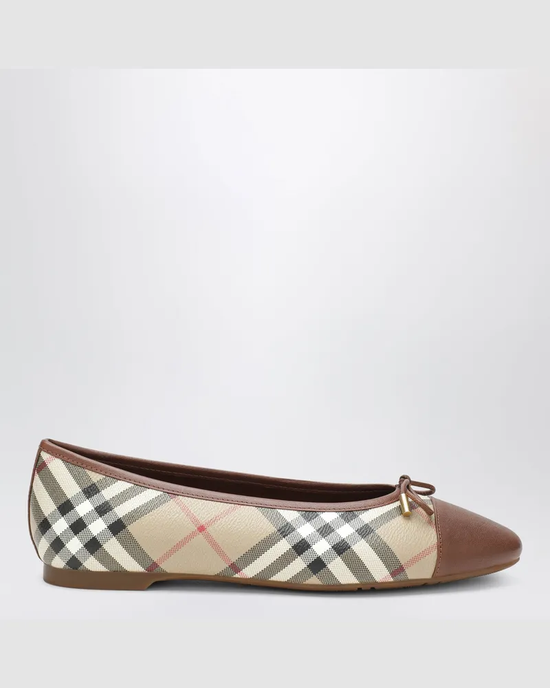 Burberry Beige Highgate Ballerinas aus Check-Canvas und Leder Beige