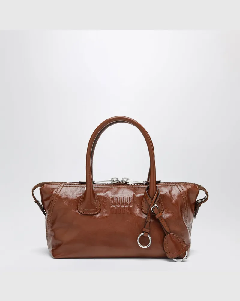 Miu Miu Handtasche aus glänzendem Leder in Palisanderbraun Brown