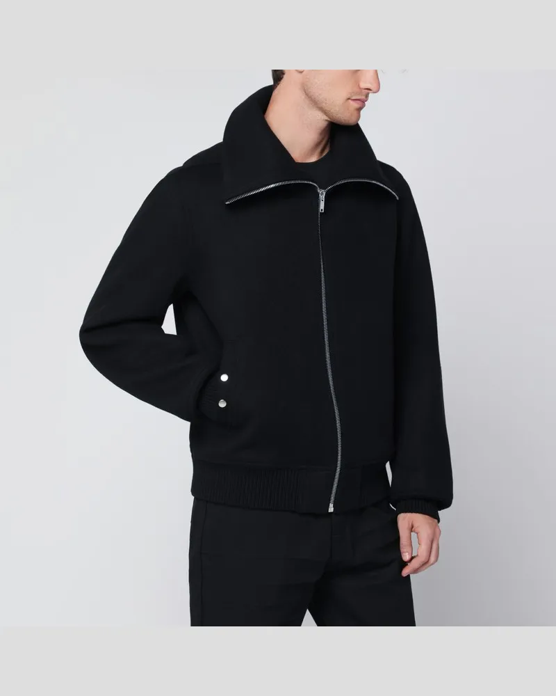 Rick Owens Schwarze Wolljacke mit Reißverschluss Schwarz