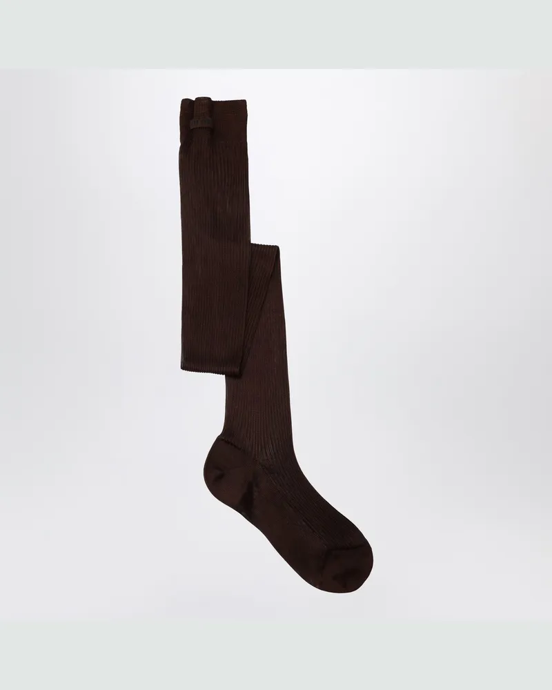 Miu Miu Kakaofarbene Socken aus Seidenmischung Brown