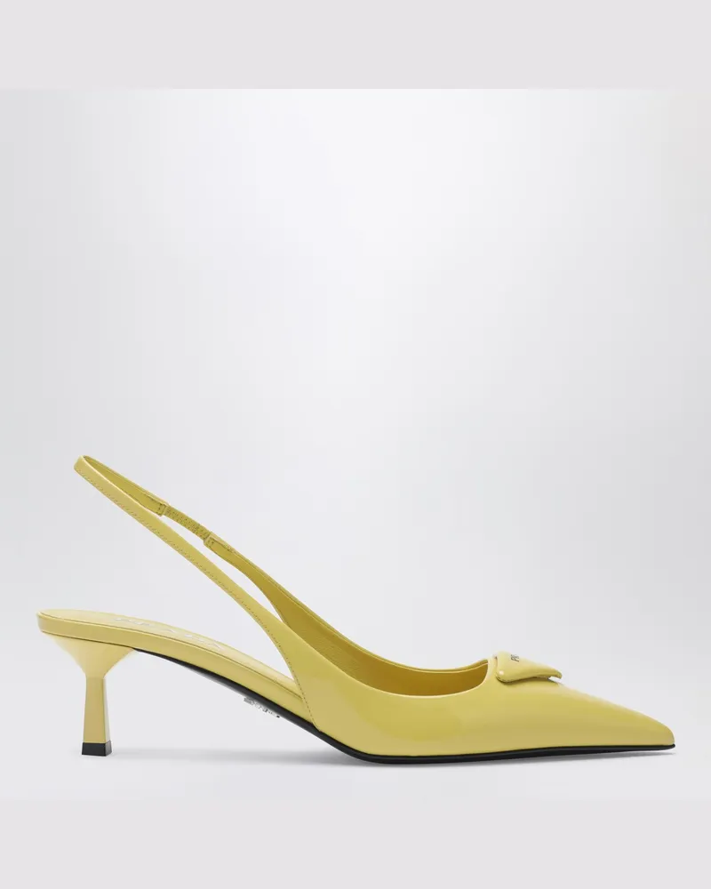 Prada Slingback-Pumps aus Lackleder in Ananasfarbe Yellow