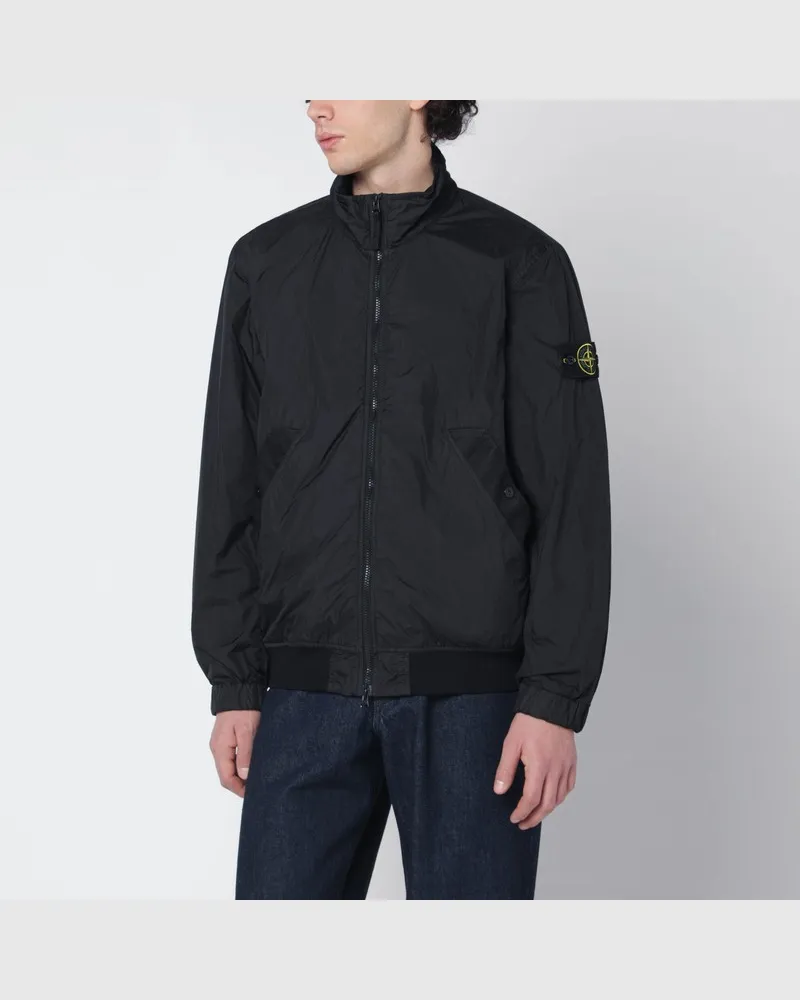 Stone Island Schwarze Nylonjacke mit Reißverschluss Schwarz
