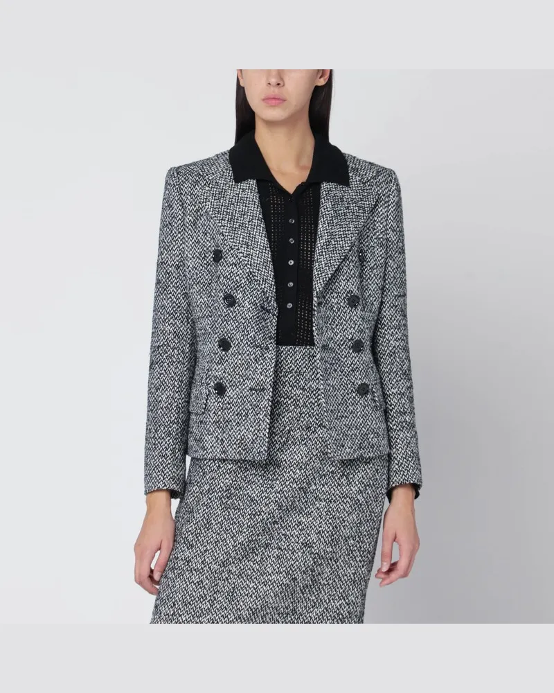 Dolce & Gabbana Einreihige Jacke aus gesprenkelter Wollmischung Mehrfarbig