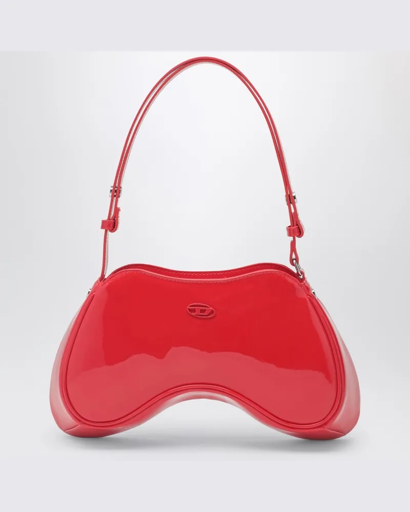 Diesel Double-D Schultertasche aus rotem Lackleder Rot