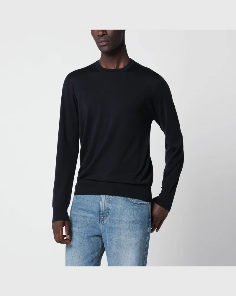 SEASE Dunkelblauer Lasca-Pullover aus extrafeiner Wolle Blue